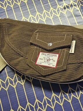 True Religion Brown Corduroy Hip Pack with Front Flap Pocket